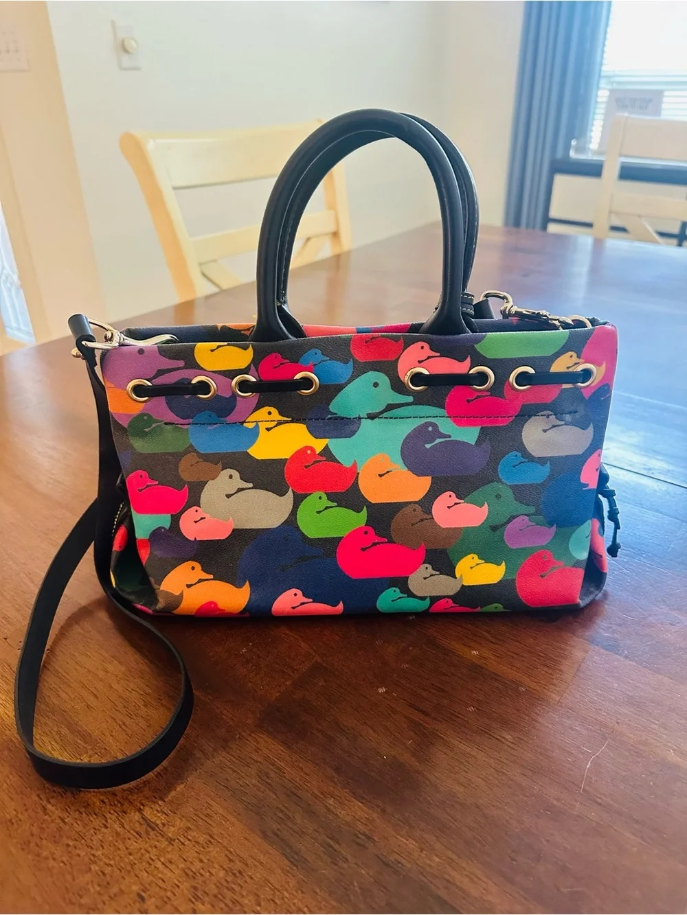 VTG Dooney & Bourke Wonder Ducks Satchel Bag- Rare Y2K Rainbow